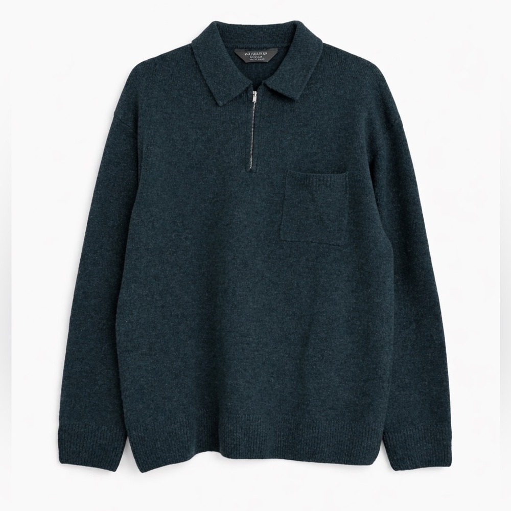 Primark Men's Seafoam Blue Zip Up Sweater